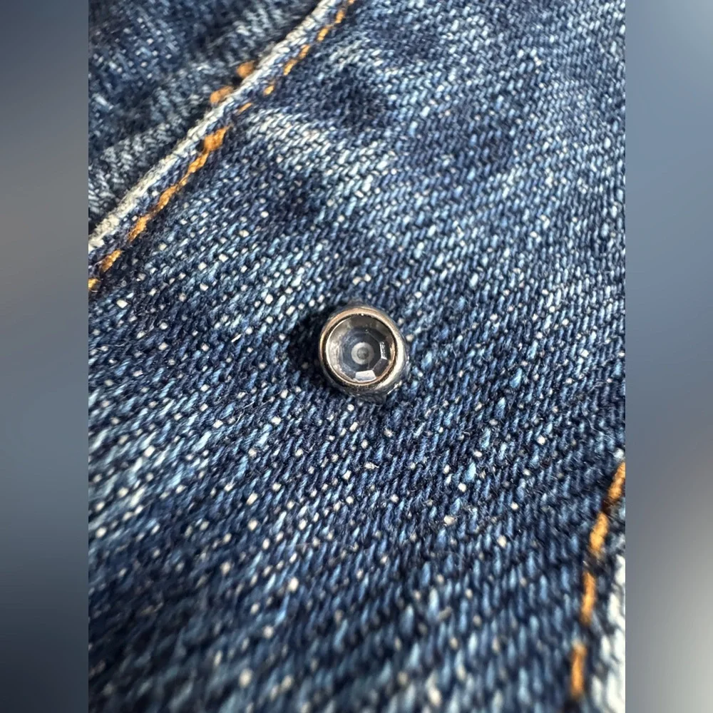 Old Navy Classic Blue Jean Jacket with pink jewels XL - Picture 5 of 7